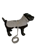 Load image into Gallery viewer, Sherpa Lined Harness Coat - Black and White Houndstooth with Matching Leash
