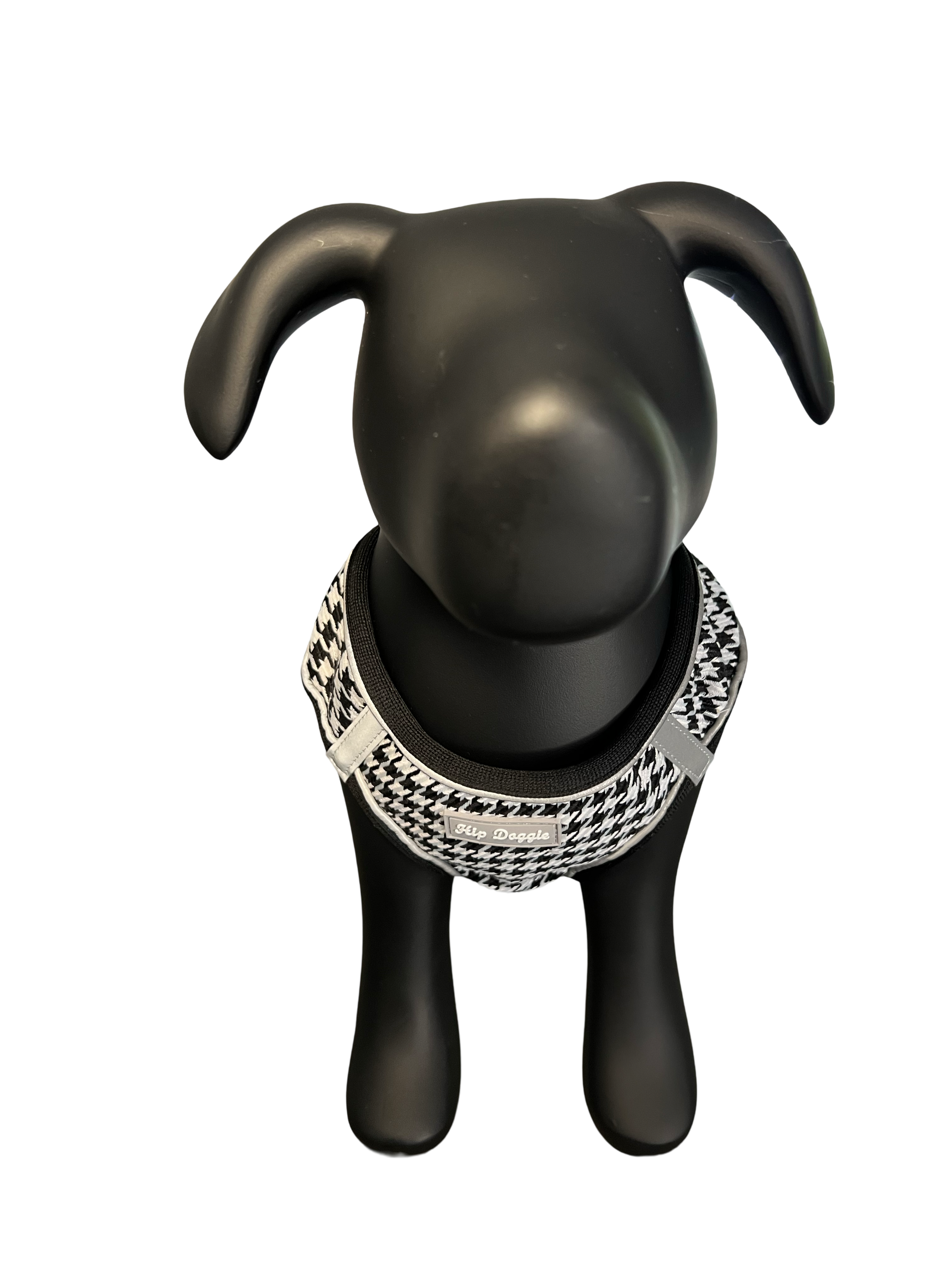 Black & White Reflective Houndstooth Harness Vest