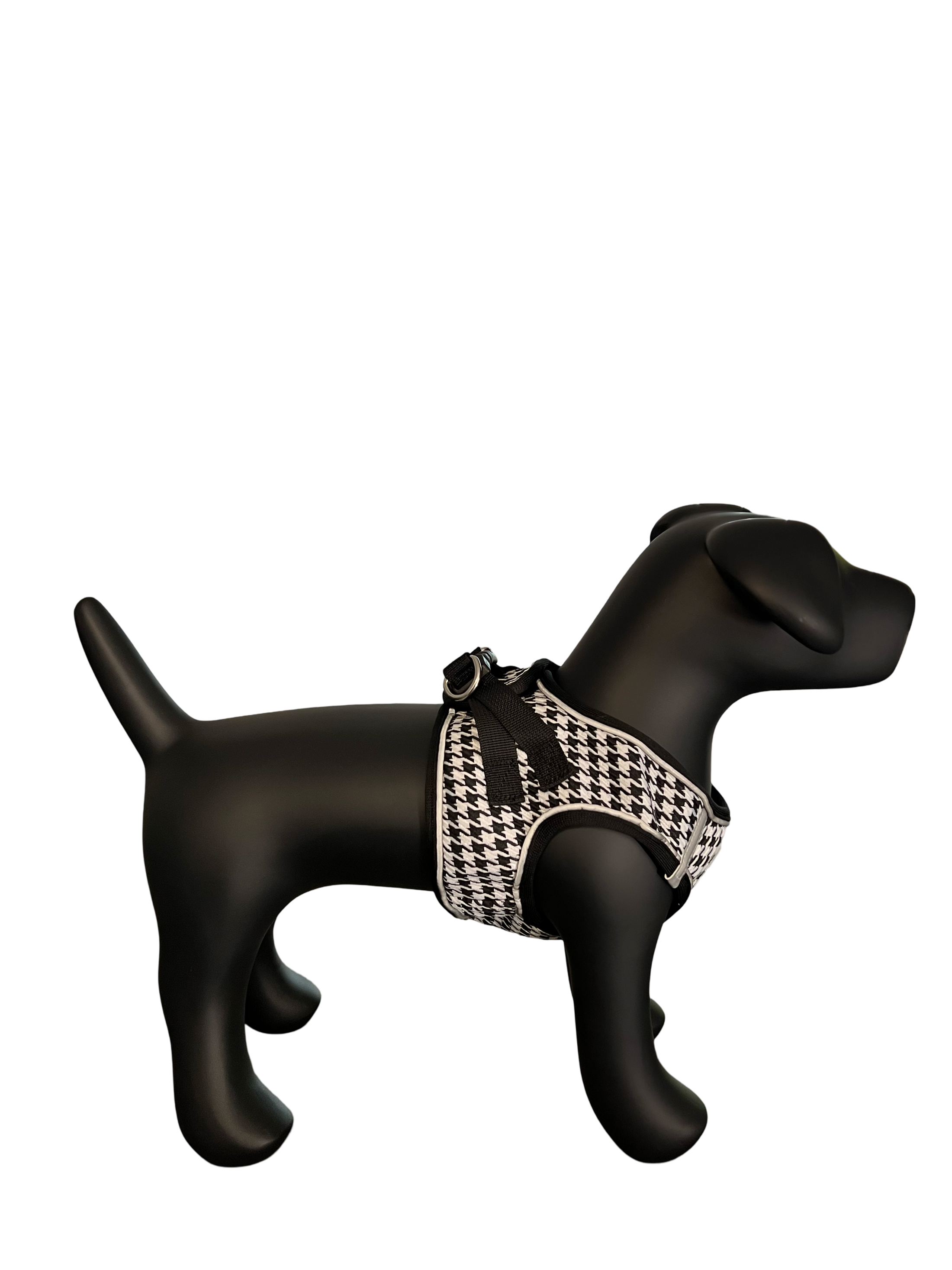 Black & White Reflective Houndstooth Harness Vest